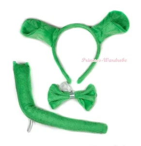 Halloween New Style Green Shrek EAR Party Costume Headband Bow Tie Tail 3pc Set - Picture 1 of 1