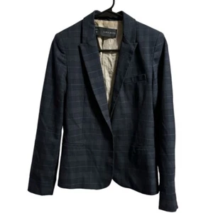 Zara Blue Plaid Blazer Preppy Academia Size Medium - Picture 1 of 5