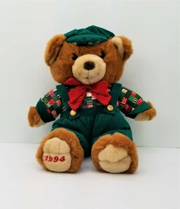 VINTAGE 1994 TEDDY BEAR LANE CHRISTMAS KMART BOY 18 Inch STUFFED ANIMAL PLUSH - Picture 1 of 5