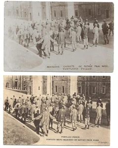 Portland Prison, 2ppcs; unused; convicts being checked on return from work. - Picture 1 of 1