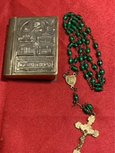 RARA Custodia Rosario Vintage Ricordo di Roma 1959-62 Placcata in Argento con Rosario - Foto 1 di 6