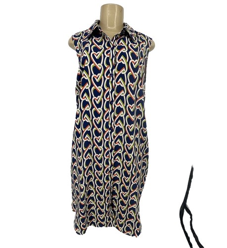 VALENTINO Abito camicia donna Cabi medio Amour cuori senza maniche bottoni davanti 5370 AR13