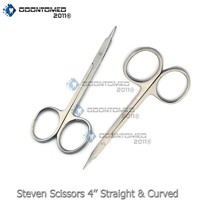 2 Pcs Stevens Tenotomy Micro Surgery Scissors 4" Straight+Curved - Image 1 of 3
