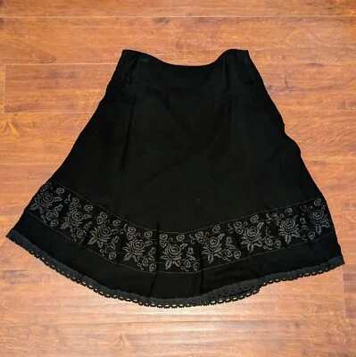 NWOT Jones NY Signature Womens 12 Petite Black Embellished Border & Lined Skirt - Image 1 of 4