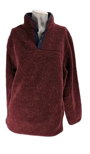 J Crew Men's Sweater Medium Red Nordic Fleece Polyester Pullover - Picture 1 of 8