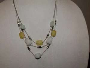 Kenneth Cole 3-Strand Necklace, White and Yellow Faux Jewels, Silver Tone - Picture 1 of 4