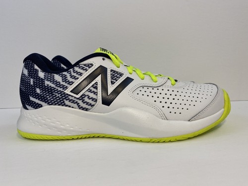 Scarpe da passeggio uomo New Balance 696 misura 7 5 2E pelle bianco blu giallo