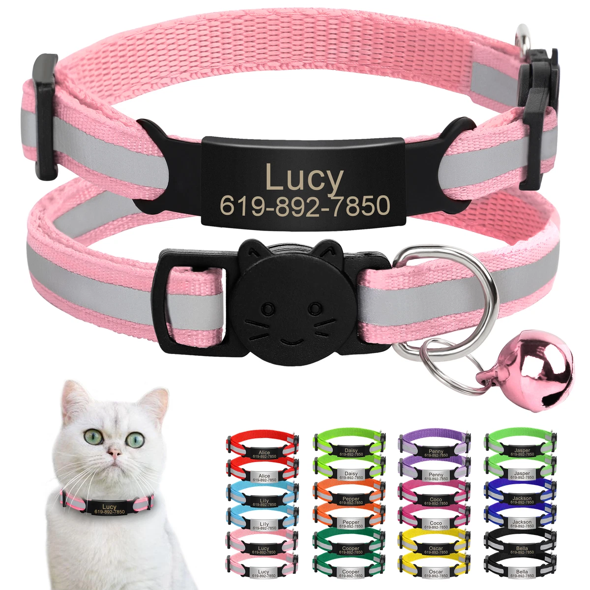 Katzenhalsband Mit Glocke – Reflektierend, Nylon, Verstellbar, Bunte Farbauswahl