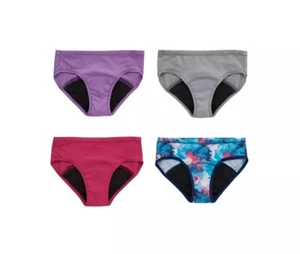 Lot of 4 Hanes Period Underwear Girls 10 Multicolor Elastic Waistband Odor Guard - Picture 1 of 5