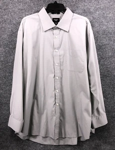 Camisa de vestir Haggar para hombre 18 1/2 gris con cuello abotonado manga larga 34/35 - Imagen 1 de 7