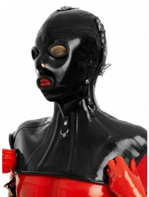 805b Latex Rubber Gummi Mask Hood blindfold circle hole lace up customized 0.7mm - Image 1 of 4
