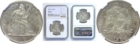 1871-CC Seated Liberty Half Dollar NGC AU-55 Cover