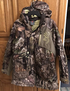 New Browning Hells Canyon Camo Insulated Hooded Coat With Liner SZ MD
