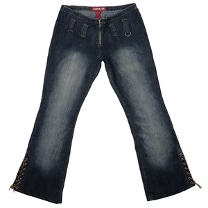 Zana di Womens Laced Flared Cuff Stretch Jeans Size 11 Blue Low Belt Loops Zip - Picture 1 of 9