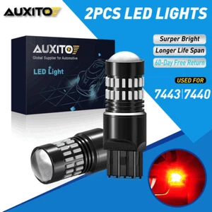 AUXITO 7443 7440 Strobe Flashing Blinking LED Brake Tail Stop Light Bulbs Red - Bild 1 von 10