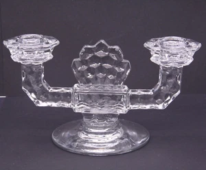 Fostoria American #2056 Double Candelabra Candle Holder Flat Foot Clear - Picture 1 of 15