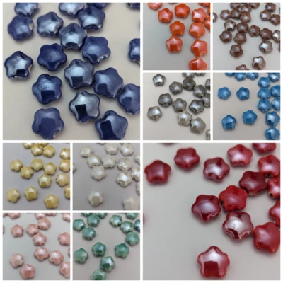 Ceramic Beads, Flower Shape, 15mm, Choice Of 10 Colours, Pack Of 5 - Image 1 of 4