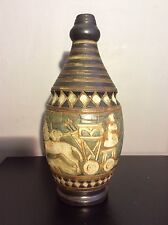 Grand vase pichet en grès de Bouffioulx à décor Égyptien incisé signé Dubois