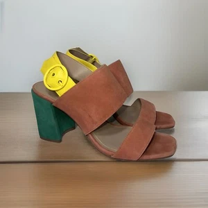 Banana Republic Size 9 Two Strap Heels Sandals Colorblock Leather Vintage 90’s - Picture 1 of 9