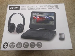 GPX 10.1" Bluetooth DVD Player with Wireless Headphones, PDB1077B - NEW - Picture 1 of 2