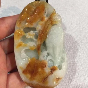Certified 100% Natural Vintage Grade A Jade Jadeite Flower Statue Pendant P925 - Picture 1 of 9