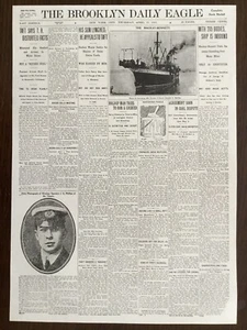 PERIÓDICO/PÓSTER DEL DESASTRE DEL TITANIO 25 DE ABRIL DE 1912 1 PÁGINA EL ÁGUILA DIARIA DE BROOKLYN - Imagen 1 de 12