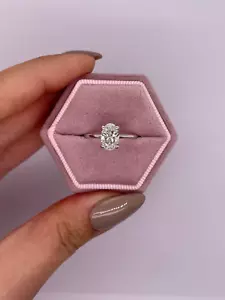 2Ct Oval Cut Lab Created Diamond Solitaire Engagement Ring 14K White Gold Over - Picture 1 of 2