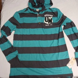 Cherokee Striped Mens XL 16-18 Long Sleeve Hooded T Shirt NWT - Picture 1 of 8