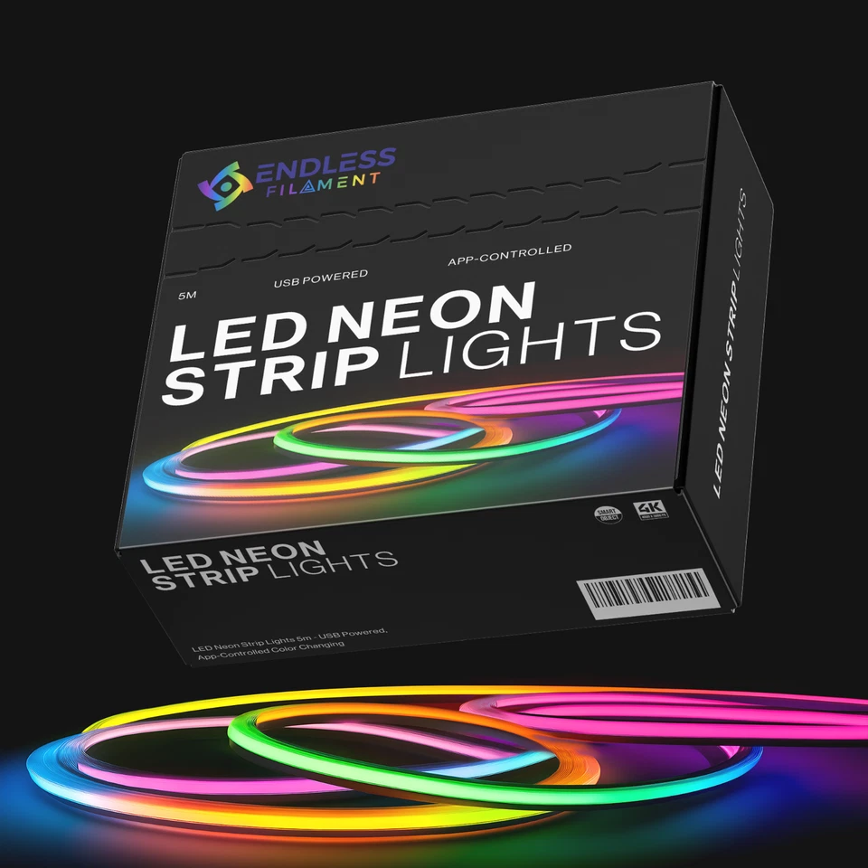 EndlessFilament LED Neon Strip Lights 5m - USB Powered - Image 1 of 1