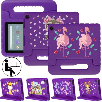 EVA Purple Handle Kid Stand Tablet Cover Case For Amazon Fire 7/HD 8/8 Plus/2024 - Image 1 of 4