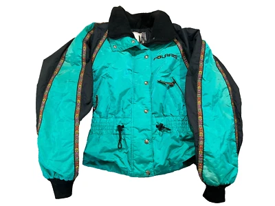 Vintage Polaris Jacket Women’s Medium Green Snow Jacket Snowmobile Button Zip  - Image 1 of 4