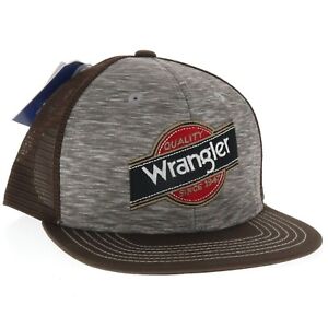 Wrangler Adjustable Snapback Trucker Hat Cap Gray / Brown ~ New