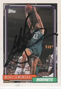 MIKE GMINSKI SIGNED 1992 TOPPS #240 - CHARLOTTE HORNETS - Picture 1 of 1