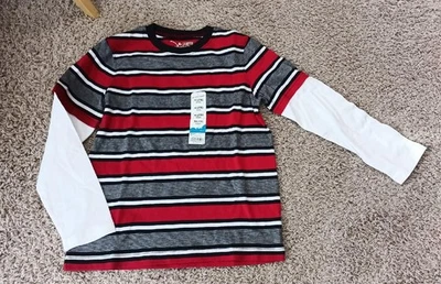 NUEVA Camiseta Top Jumping Beans Talla XL 7X Rayas Negra Roja Blanca Nueva con Etiquetas Niños Foto 1 de 4