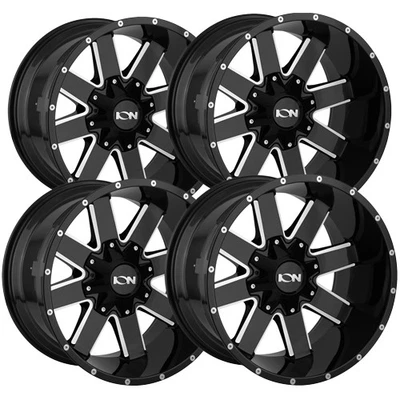 (Set of 4) Ion 141 18x9 8x180 +0mm Black/Milled Wheels Rims 18" Inch - Image 1 of 4
