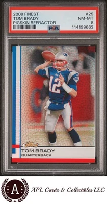 2009 Finest Pigskin Refractor #29 Tom Brady PSA 8 - Image 1 of 2