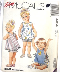 VTG McCalls Toddler Size 2 Sundress Panties Bib Sewing Pattern New Uncut 4154 - Picture 1 of 2