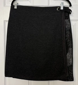 Dolcezza Women’s Wrap Skirt Size OS Black Gray Knit Adjustable Waist Artsy NWT - Picture 1 of 8