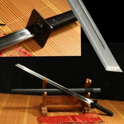 Японский самурайский черный меч ниндзя Saya 1095 сталь острое лезвие Kiriha Zukuri - Изображение 1 из 4