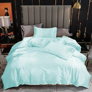 Satin Duvet Cover Queen Size 3 Piece Silk Comforter Cover Ultra Soft all Size - Picture 1 of 161
