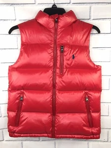 Polo Ralph Lauren Red Zip up Sleeveless Boys Puffer Jacket Size Medium 10 - 12 - Picture 1 of 5