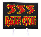 333 Half Evil Red, Black & Gold Iron On Sew On Embroidered Patch 3.5" x 2.5"