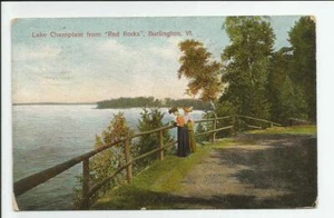 Lake Champlain from Red Rocks Burlington Vermont Postcard 1908 VT - Picture 1 of 2