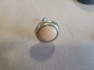 Vintage polished Brass With Oak Wood Cabinet Knobs. P715-OAK - Picture 1 of 5