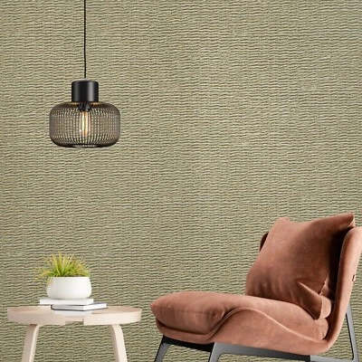Dry grass tan Brown faux rattan look braid Lloyd Loom Weave textured wallpaper - Image 1 of 4
