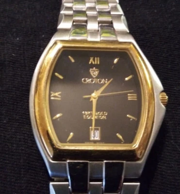 CROTON 18K GOLD BEZEL & CROWN SAPPHIRE CRYSTAL SWISS MOVEMENT - Image 1 of 4