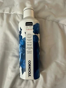Corkcicle 16 oz. Canteen Insulated Stainless Steel Drinkware Flowers Blue CC - Picture 1 of 7