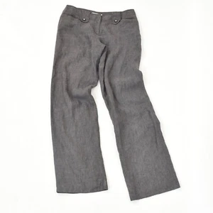 White House Black Market Pants Charcoal Gray Linen Wide Leg Trousers - Picture 1 of 7