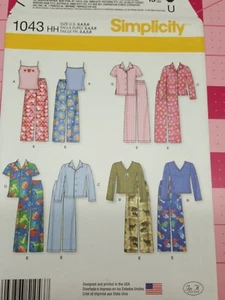 Simplicity Pattern 1043 Unisex Boy Girl Pajamas Loungewear Sizes 3 4 5 6 UNCUT - Picture 1 of 3