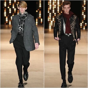 Rare & Gorgeous Saint Laurent AW14 Hedi Slimane Virgin Wool Tapered Slacks Pants - Imagen 1 de 17
